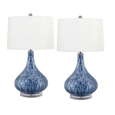 Atrani 28 in. Dappled Blue and White Table Lamp