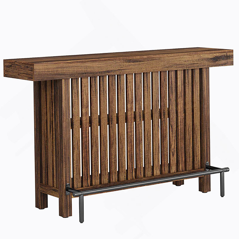 Chating Table  With Footrest,Bar Table,Dining Table,Kitchentable, Rustic Brown