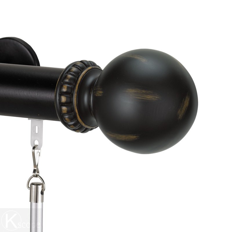 Tringle à rideaux simple en résine 1,5 po Lawlor, H 2 po x l 96 po x P 3,75 po, Noir