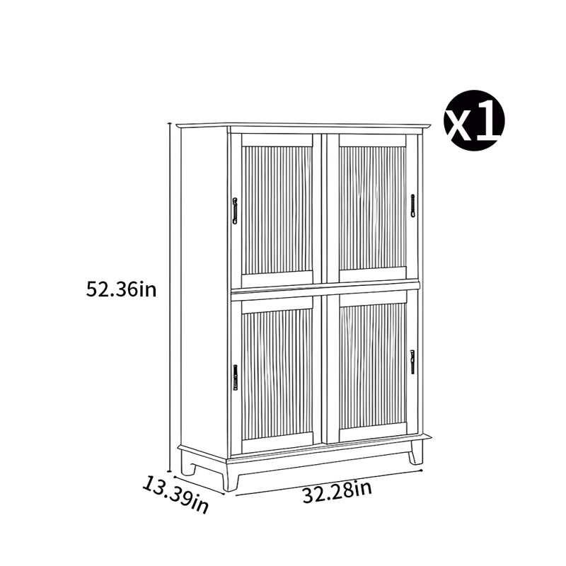 Bibliothèque simple en bois, (4 tablettes) H 52,36 po x l 32,28 po x P 13,39 po, Crème, crème