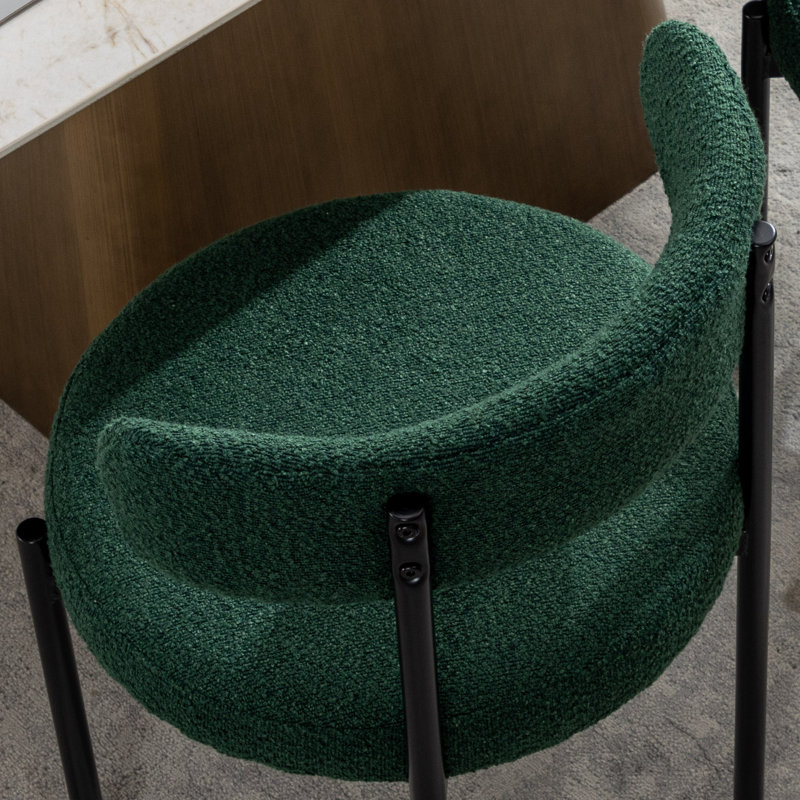 Chaise de salle à manger rembourrée Modern, Vert, 6, Noir, noir, noir, noir