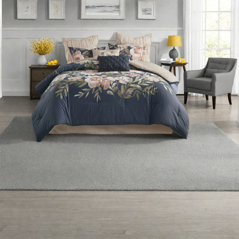 Ensembles de literie élégants en coton bleu marine, style pour les chambres confortables