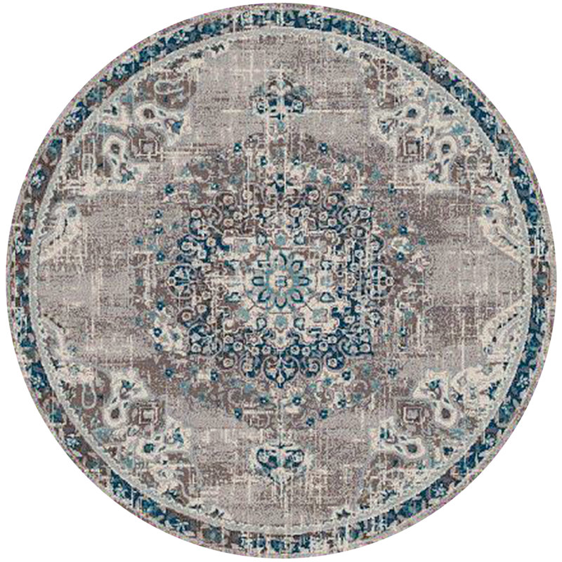 Tapis bleu / gris Nieve, Rond 7 pi 6 po