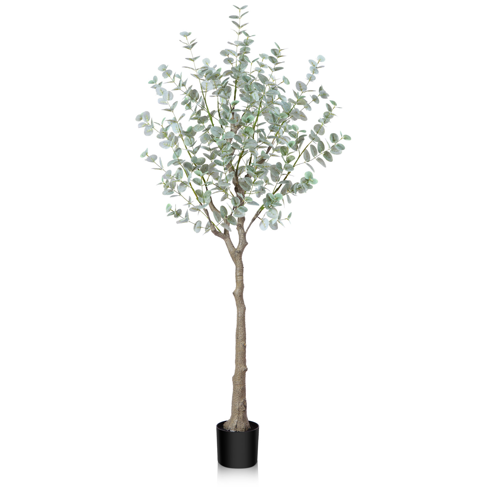 Adcock Artificial Eucalyptus Tree in Pot Set, Faux Plant, Fake Tree for Home Decor, 59" H x 25" W x 25" D, 1