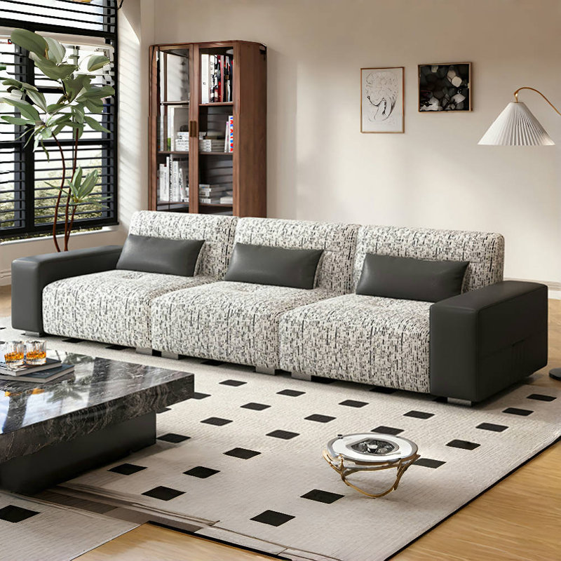 Modern Minimalist Modular Sofa, Black/Beige