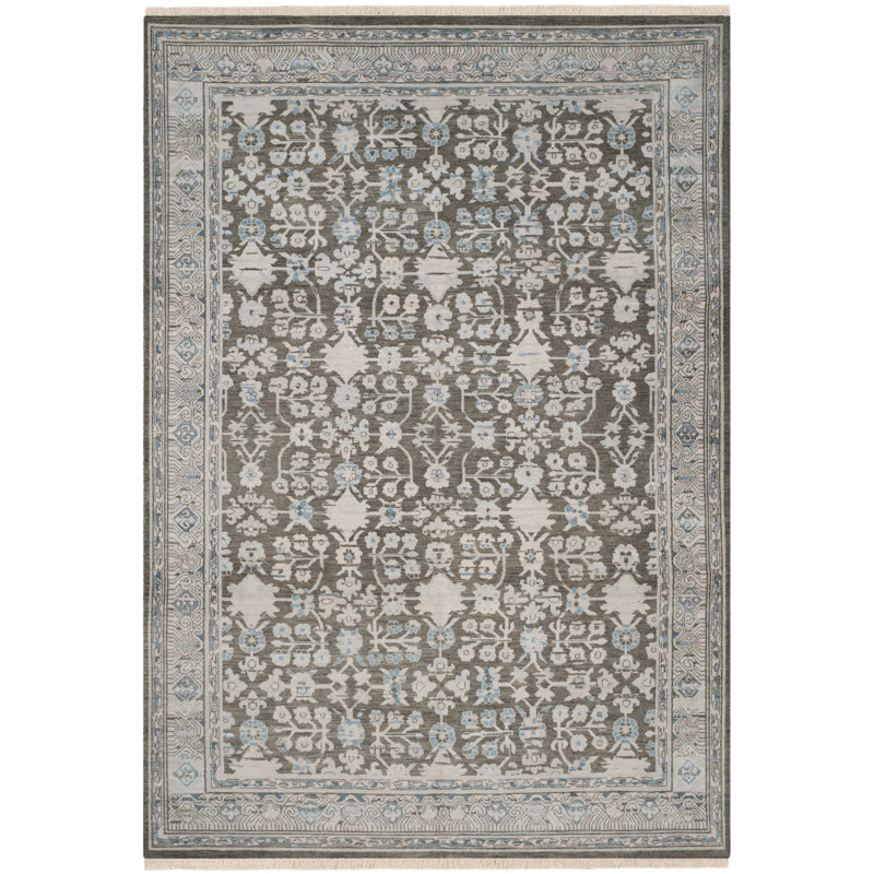 Tapis oriental en laine noué à la main Oriental, Rectangle 9 pi x 12 pi