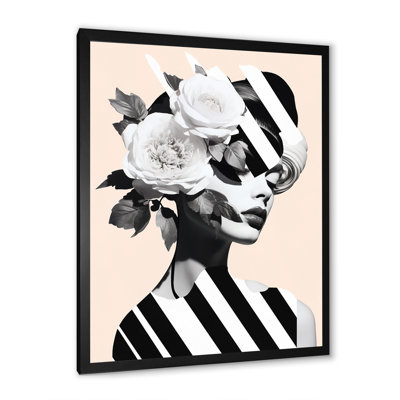 «Pink Vintage Minimalisme Geometric Floral Woman I» sur toile