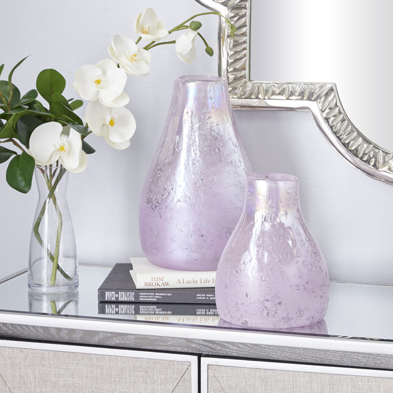 Handmade Purple Glass Bud Vases Set of 2