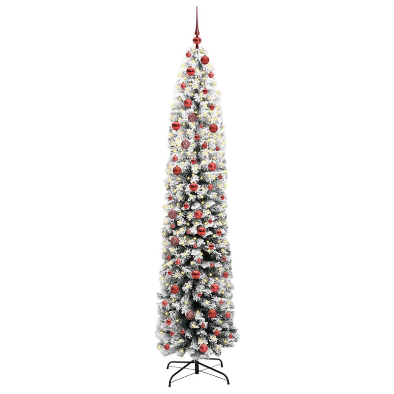 Artificial Christmas Tree with 300 LEDs with Stand, Red, 6.89' H
