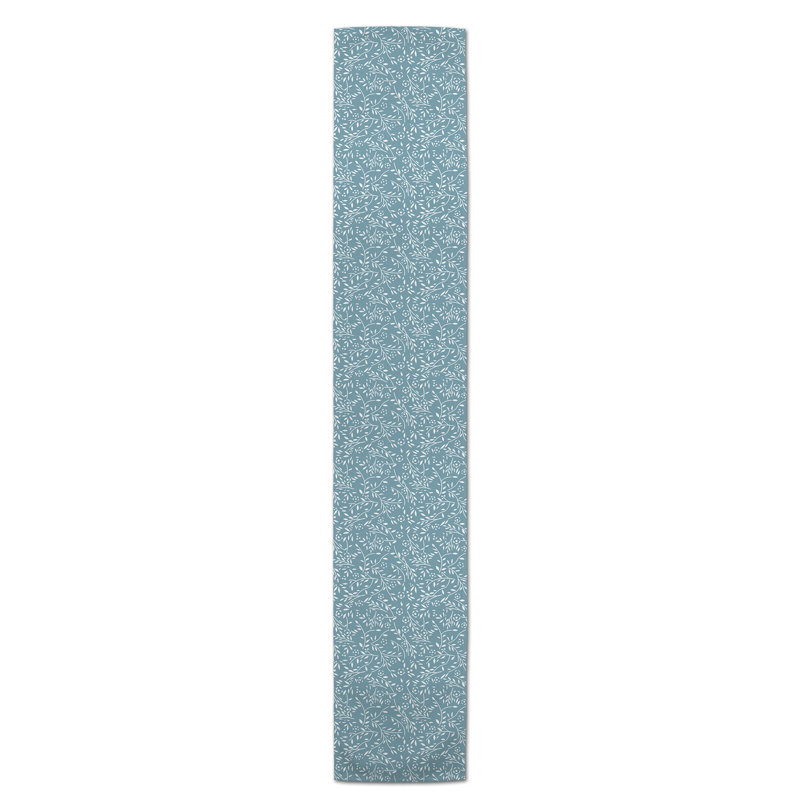 Chemin de table Maribeth, Bleu ciel, 90 po x 16 po, Floral