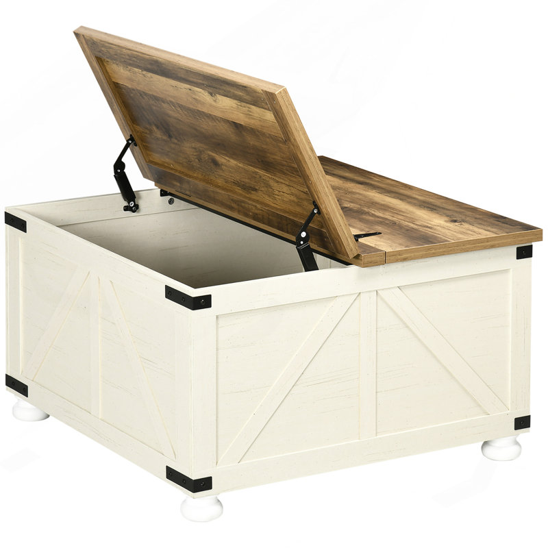Table basse Farmhouse, Blanc antique / Crème
