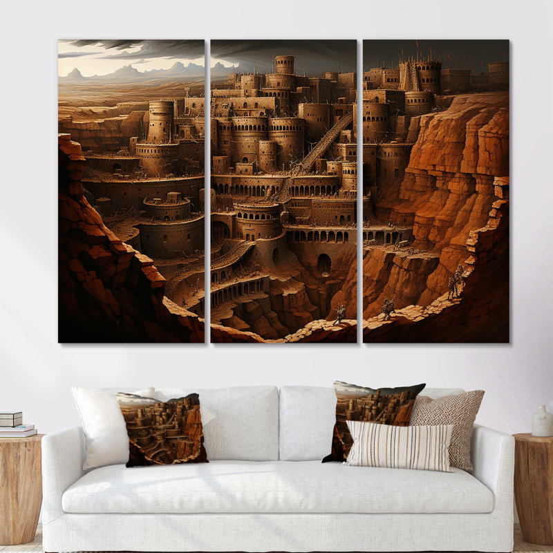 Abstrait Judaïsme Masada Fortress Mystery - Judaism Wall Art Living Room, Toile tendue, H 40 po x l 60 po x P 1 po
