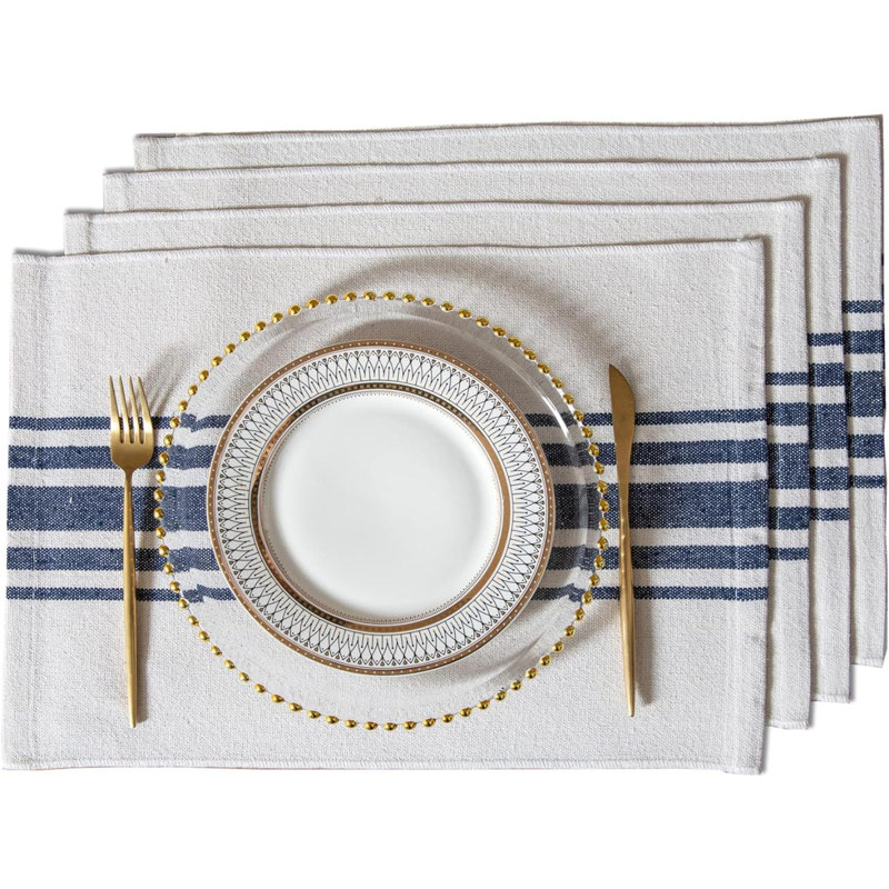 Napperon Groveton, Bleu marine / beige