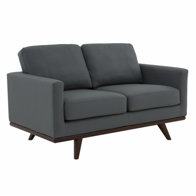 Kernis Modern 2-Seater Loveseat Sofa Upholstered Living Room Couch with Birch Wood Legs, Premium Leather or Mesh Foam Cushions for Home and Living Room