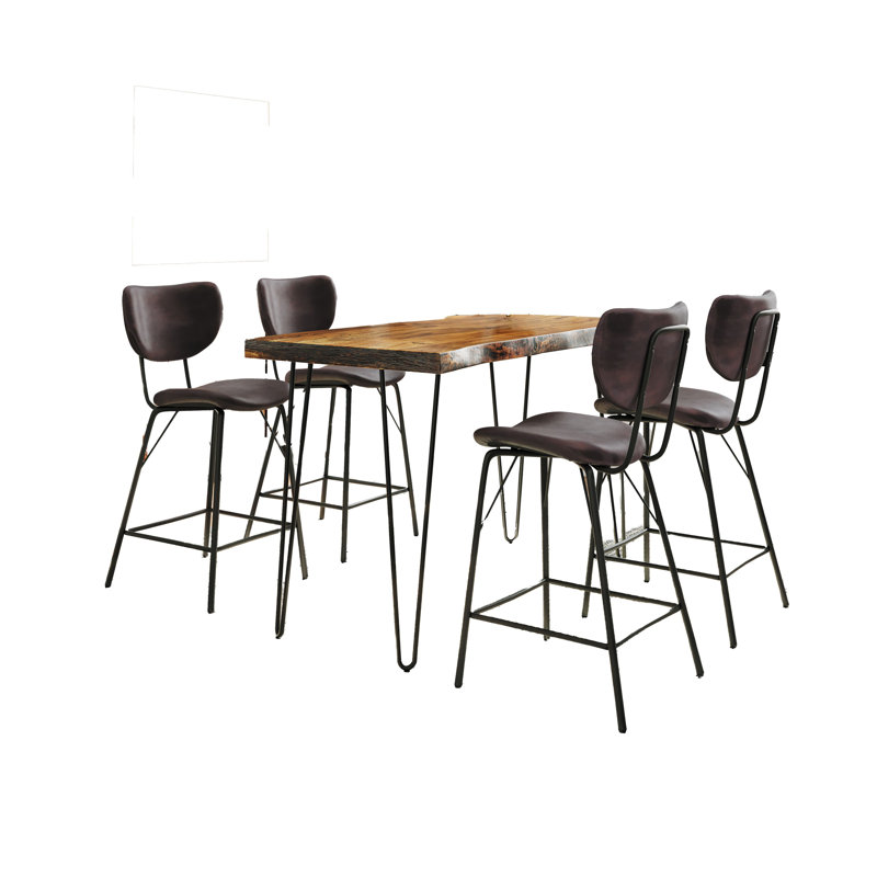 Gordonsville 4 - Person Solid Wood Top Four Leg Dining Set, Chestnut, Dark Brown