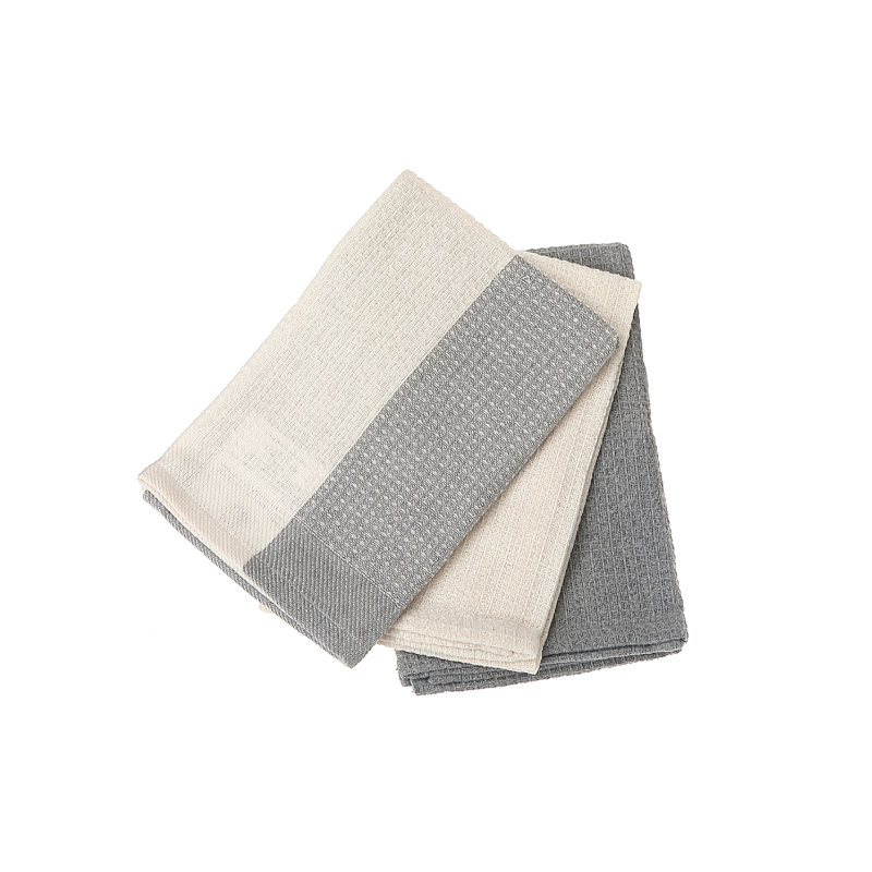 Cotton Waffle Kitchen Towel Linen Set, Gray