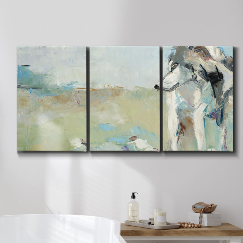 " Watercolor Pasture II " 3 - Pieces, 36" H x 72" W x 2" D