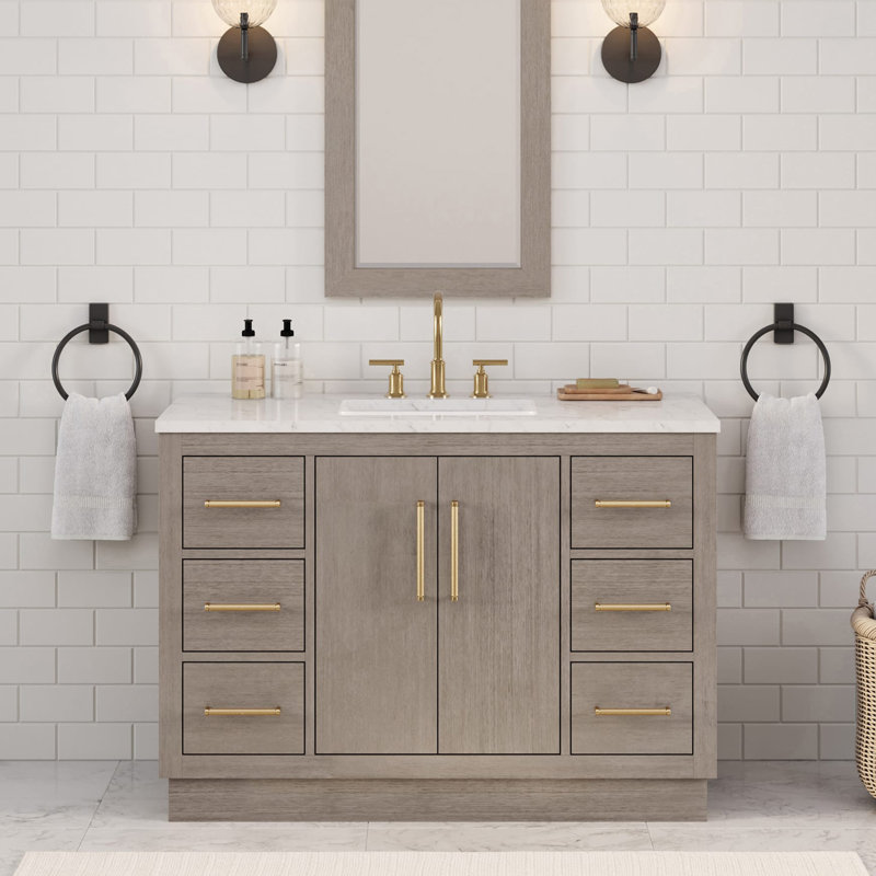 Hugo 48'' W Single Vanity, Satin Gold