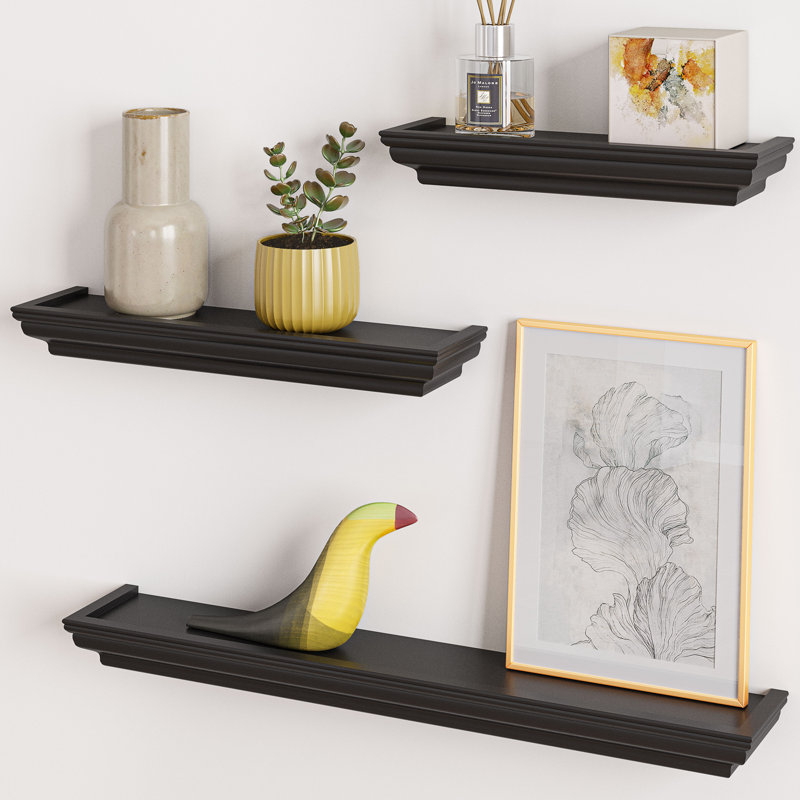 Hudson 3 Piece Floating Shelf, Black