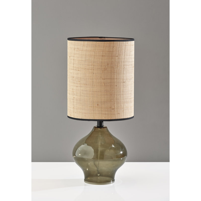 Grande lampe de table Philomena, H 23,5 po x l 11 po x P 11 po, Naturel / noir, Vert foncé