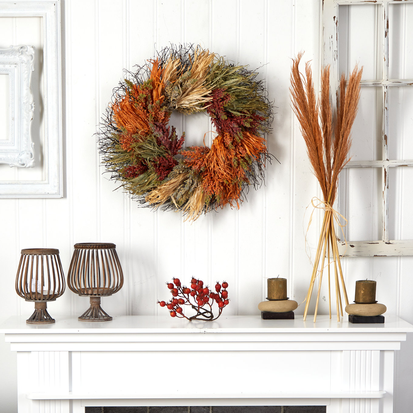 26'' Thanksgiving Faux Sorghum Wreath