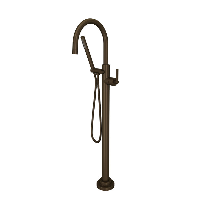 Lombardia Single Hole Floor Mount Tub Filler Trim, Tuscan Brass
