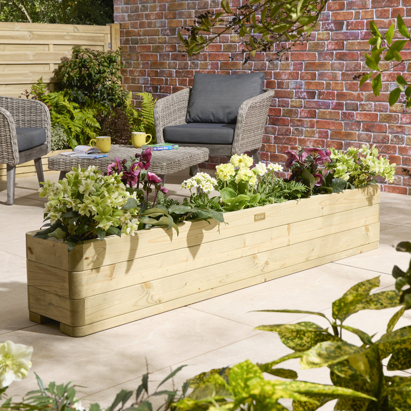 Wood Planter Box, 30 cm H x 180 cm W x 40 cm D