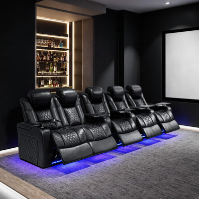 Fauteuil inclinable électrique 155,5 po avec 5 fibres Nappa, relaxation entièrement réglable, charge intelligente, éclairage à DEL RVB dynamique, NOIR