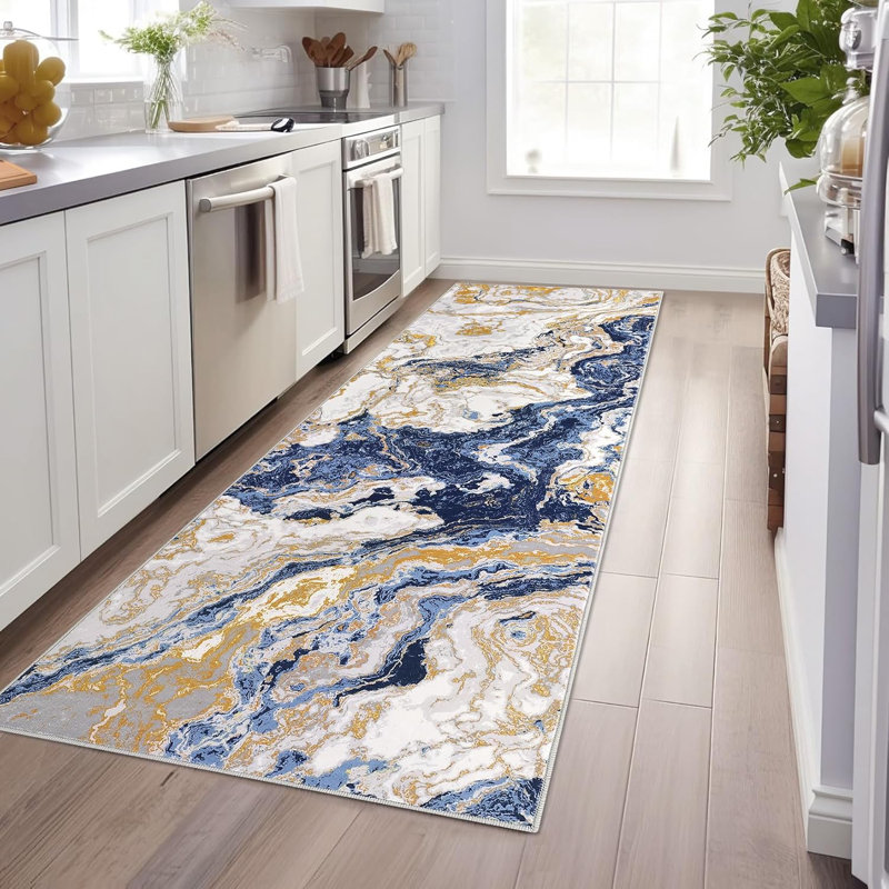 Rug Abstract Living Room Rug Washable, Modern Marble Bedroom Rug Soft  Area Rug Non Slip Floor Carpet for High Traffic Areas in Kitchen Entryway Office