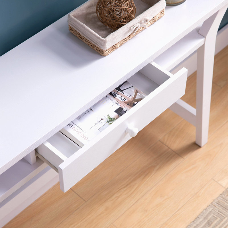 Modern Console With One Drawer - White