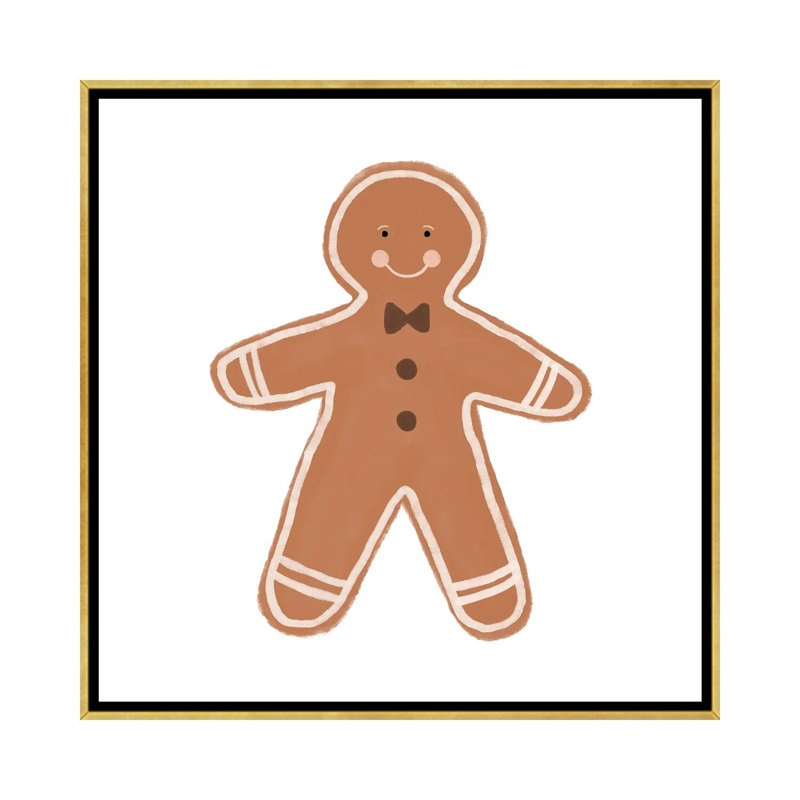 Reproduction d’art, "Gingerbread Man" par Orara studio, Pas de tapis, Toile encadrée d'or, H 18 po x l 18 po x 1,5 po