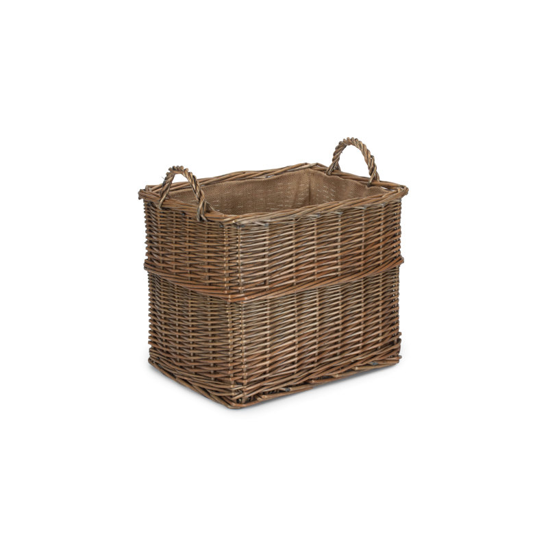Wicker Lined Log Storage Basket, 38cm H x 30cm W x 40cm D