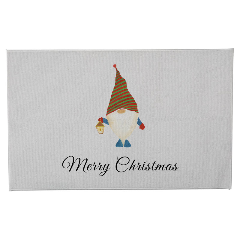 Paillasson Merry Christmas Gnome, Blanc d'hiver, L 21 po x L 34 po