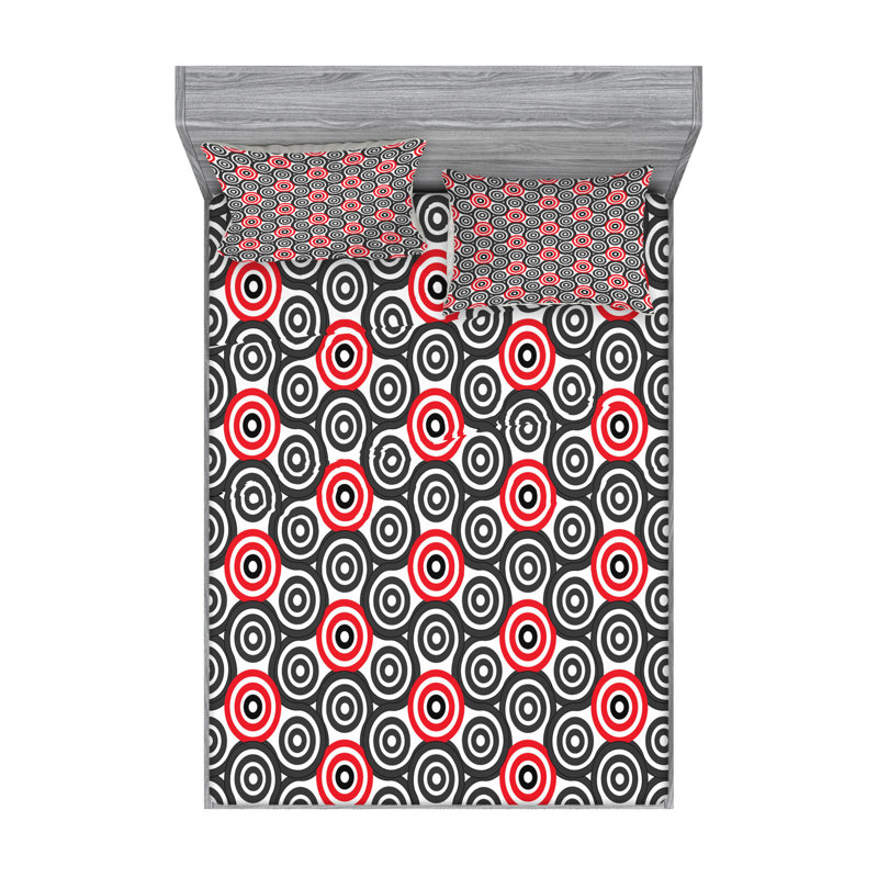 Microfiber Geometric Sheet Set, Queen Sheet Set with Fitted Sheet