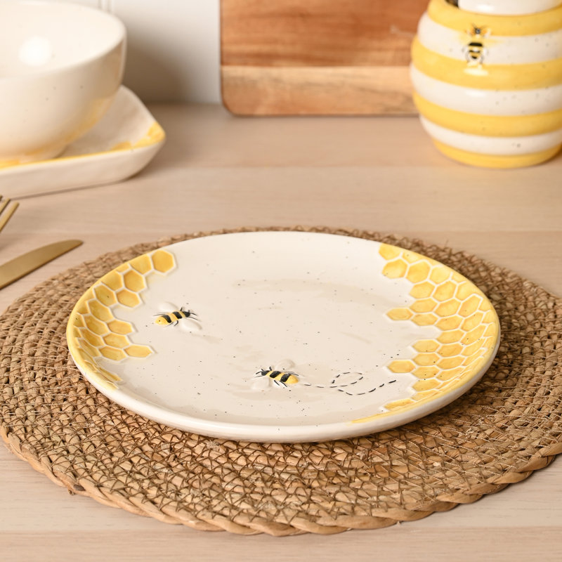 Set of 4  Bee Hive Large Plates