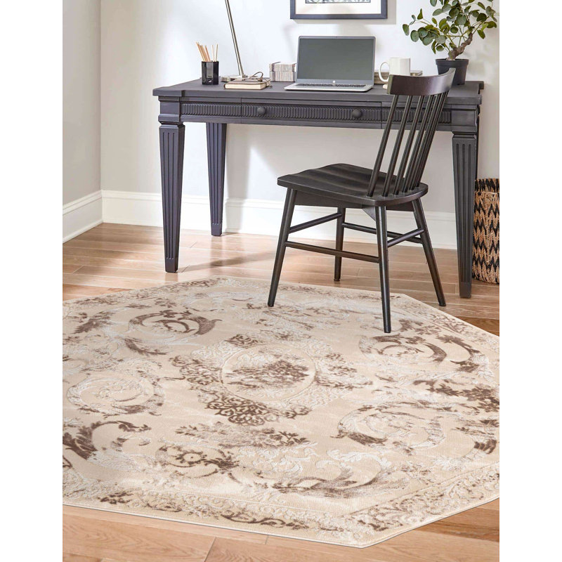 Senter Floral Indoor Rug, Octagon 5'3" x 5'3"