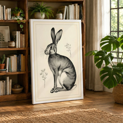 Watchful Hare Botanical - Wrapped Canvas