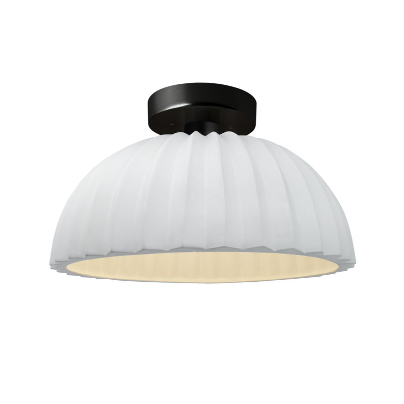 Radiance - Pleated Dome Semi-Flush - Gloss White (outside and inside of fixture) - Matte Black - Replaceable Bulb, 100