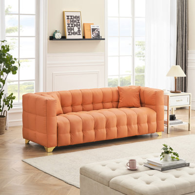 80 po avec structure américaine, tissu à 3 sièges, imperméable et de couleur orange, siège long facile à assembler pour diverses scènes, coussin à ressorts, zone de réception adaptée