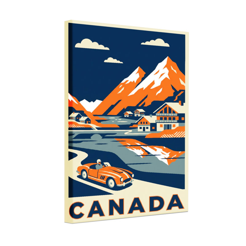 «Scenic & Cityscapes Canada Mountain Village Car Landscape», affiche