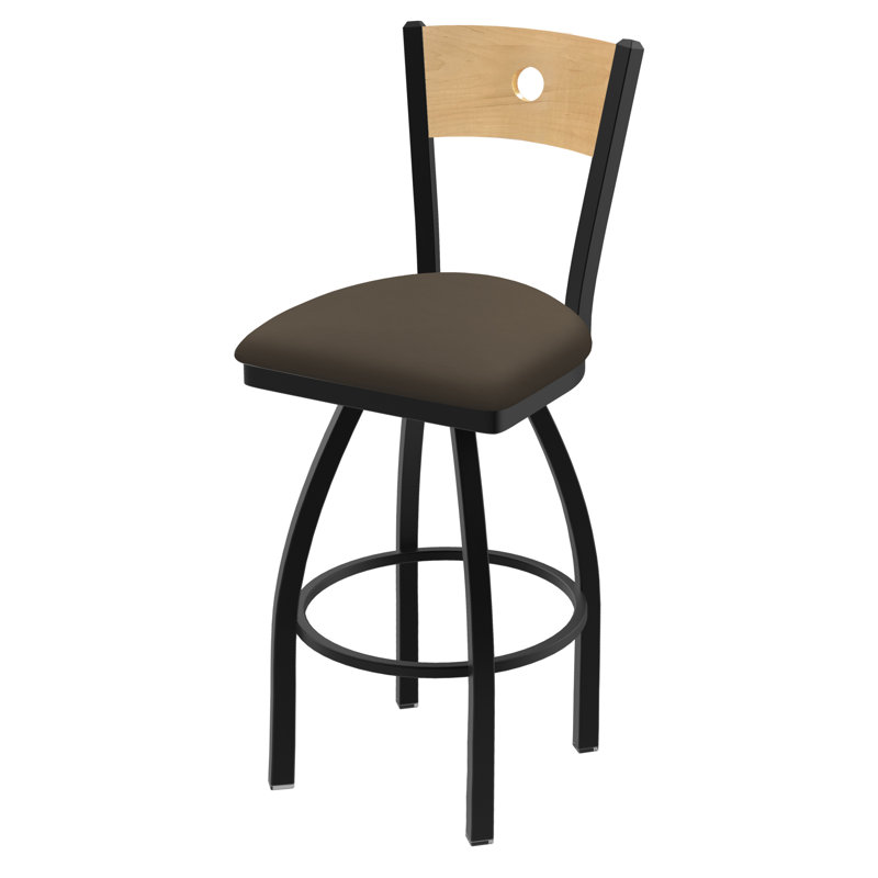 830 Voltaire Swivel Bar & Counter Stool, Natural Maple, Canter Earth Vinyl / Bronze Frame, Bar Stool (30" Seat Height)