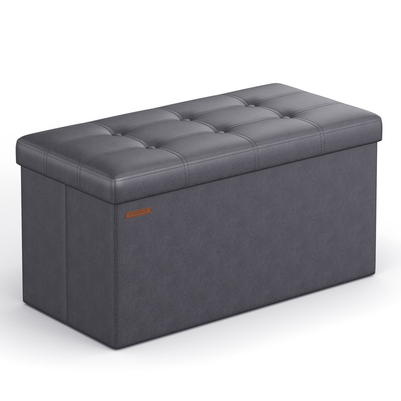 76x38x38cm 76cm Wide Rectangle Cube Ottoman with Storage, Grey