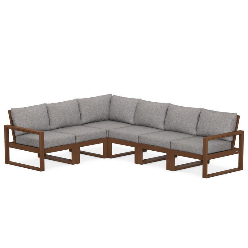 EDGE 6-Piece Modular Deep Seating Set, Natural Linen, Teak