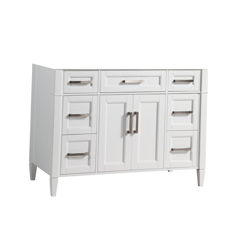 Meuble-lavabo autoportant 48 po sans comptoir avec miroir 48 po, Blanc