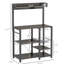 Étagère de boulanger grise. Avec alimentation et système d'éclairage à DEL. Unité de rangement de cuisine avec tablettes, panier en métal, supports en verre. Présentoir moderne, gris. Éclairage de sortie équipé. Polyvalent