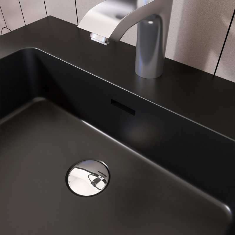 Meuble-lavabo simple 24 po avec plateau Kansiray, Brun, Noir mat