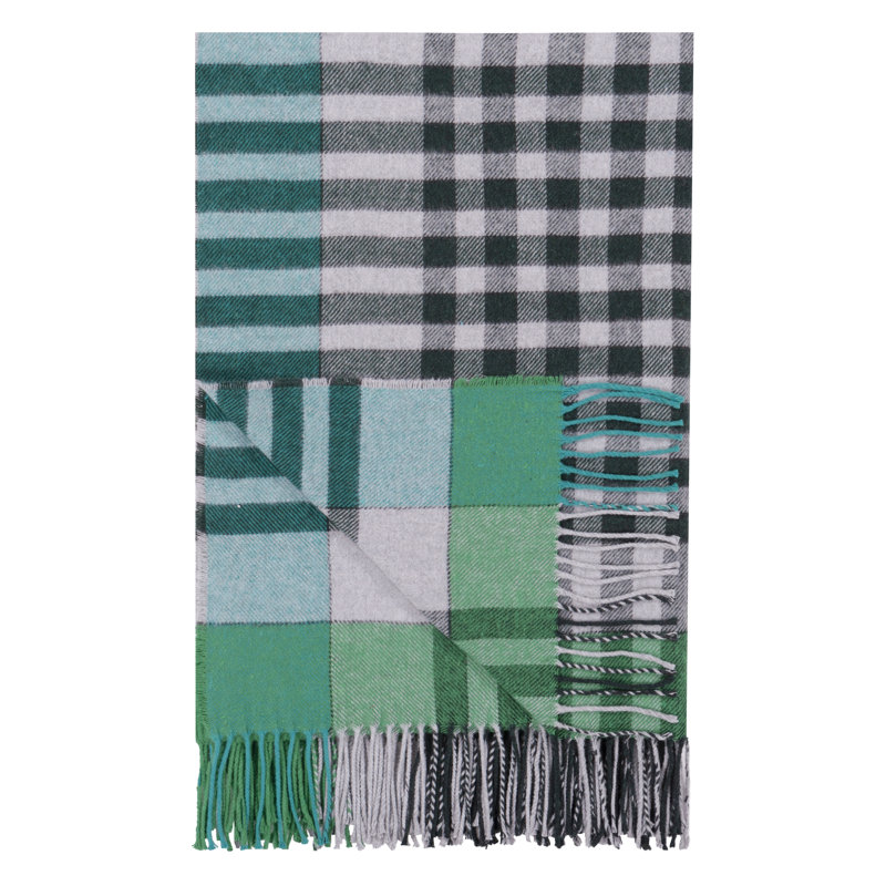 Bankura Emerald Throw, Gray Checkered