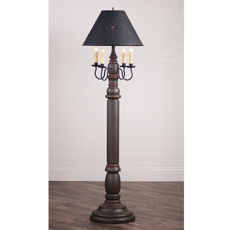 Giles 60.5'' Candelabra Floor Lamp, Textured Black, Espresso