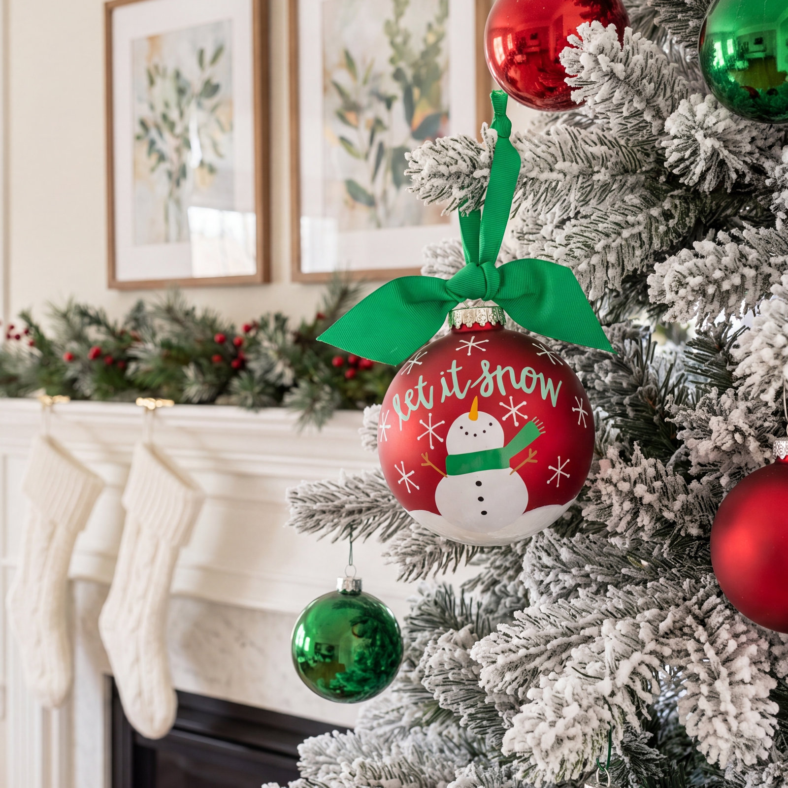 6'' Glass Snowmen Ball Ornament