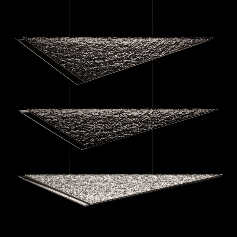 Luminaire suspendu Volo, Argent argent, 8 lumières, Fumée martelée